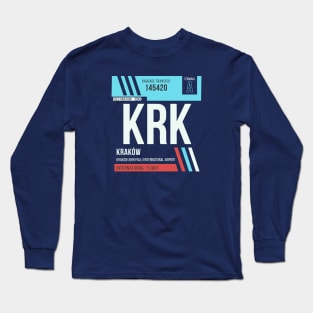 Krakow (KRK) Airport Code Baggage Tag Long Sleeve T-Shirt